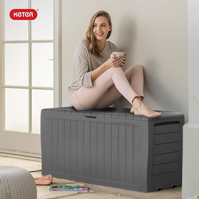 Keter Marvel Plus 71 Gallon Resin Outdoor Storage Box for Patio, Balcony & Garden – Weather‑Resistant Deck Box for Cushions, Pillows, Pool Floats & Tools, Light Grey - Image 10