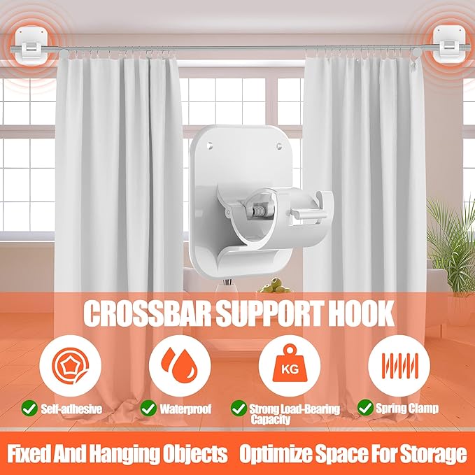 6 PCS Apartment Dorm Decor Curtain Rods No Drilling Brackets, No Drilling - Image 4