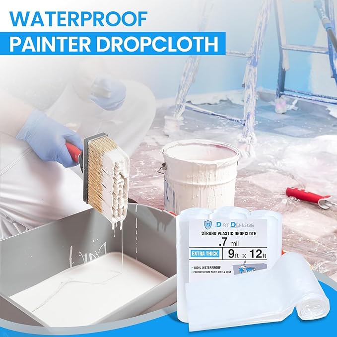 Dirt Defence Plastic Drop Cloth, 9x12 Ft 10 Pack Plastic Sheeting - Image 4