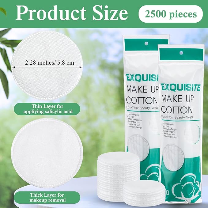 Maxcheck 2500 Pcs Cotton Rounds Bulk Exfoliating Rounds Cotton Rounds - Image 2