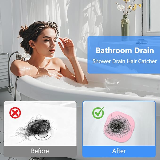 6 Pack Hair Stopper for Shower Drain Shower Drain Hair Catcher, Hair Trap for - Image 3