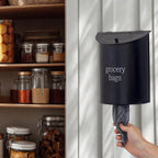 AuldHome Design Enamelware Grocery Bag Holder; Wall-Mounted Modern Farmhouse - Image 9