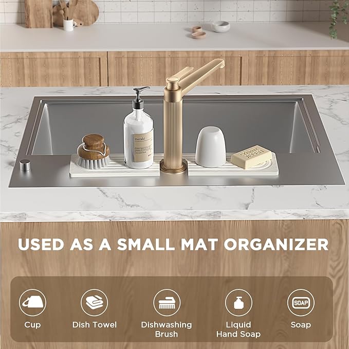 Faucet Mat for Kitchen Sink, Diatomite Stone Drying Sink Protectors, Bathroom - Image 5