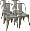 FDW | Set of 4 Metal Dining Chairs | Bronze | Stackable Tolix Side Chairs with Backrest | Scratch-Resistant | Non-Slip Feet | Indoor/Outdoor Use | 330 lbs Capacity | Ideal for Kitchen & Restaurant by FDW