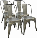 FDW | Set of 4 Metal Dining Chairs | Bronze | Stackable Tolix Side Chairs with Backrest | Scratch-Resistant | Non-Slip Feet | Indoor/Outdoor Use | 330 lbs Capacity | Ideal for Kitchen & Restaurant by FDW