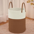 Large Woven Laundry Basket Hamper, 80L Cotton Rope Storage Bin by JMvicyroam