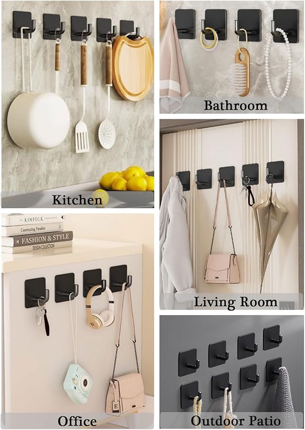 Adhesive Hooks for Hanging, Self-Adhesive Wall Hook for Key Hat Coat, No Drill - Image 6