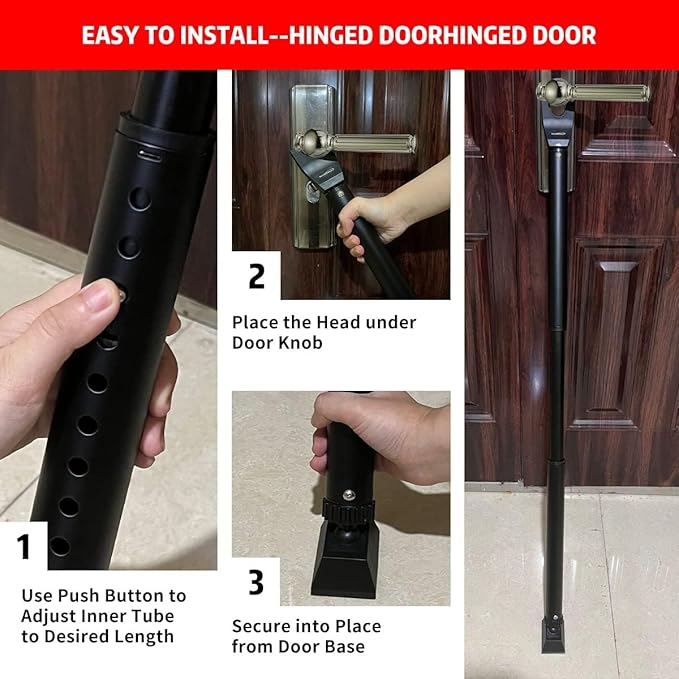 2-in-1 Door Security Bar & Sliding Patio Door Stopper Security Jammer Bar Child - Image 7