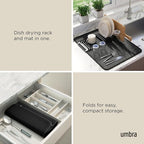 Umbra Udry Dish Rack and Microfiber Drying Mat – Space-Saving Design Folds Up - Image 4