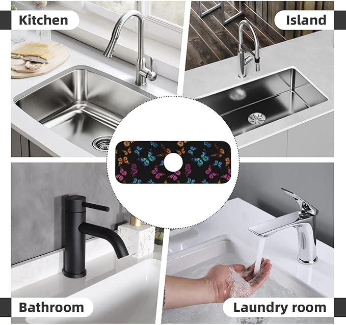Butterfly Abstract Butterflies Kitchen Sink Splash Guard Faucet Mat Super - Image 7