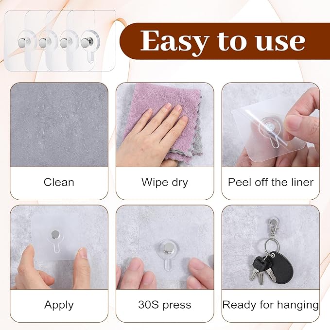 20Pcs Heavy Duty Self Adhesive Hooks, No-Trace Sticker Frame Hangers Without - Image 7