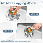 3 in 1 Kitchen Sink Drain Strainer ，304 Stainless Steel Kitchen Sink Stopper - Image 6