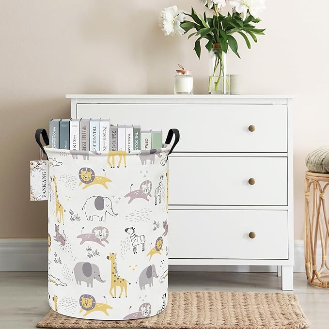 FANKANG Storage Basket, Nursery Hamper Canvas Laundry Basket Foldable - Image 5