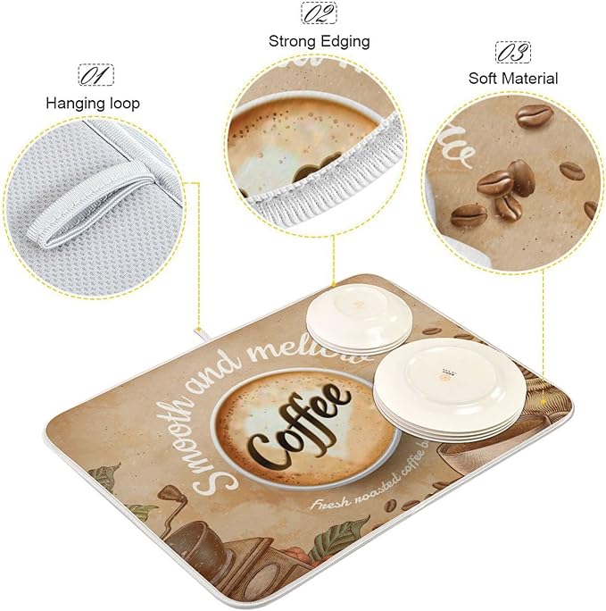 Super Absorbent Dish Drying Mat, Microfiber Fast-Drying Dish Mat, Kitchen Dish - Image 4