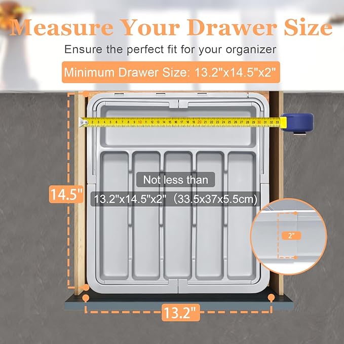 Silverware Organizer Expandable Kitchen Drawer Organizer Adjustable 22"x 19" - Image 6