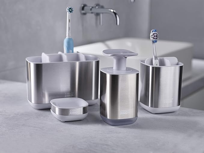 Joseph Joseph EasyStore Stainless-Steel Toothbrush Holder Bathroom Storage - Image 8