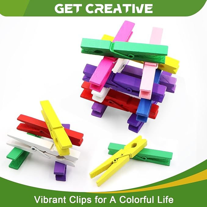 100 Pcs Colored Clothes Pins Wooden, Colored Clothespins - Image 4