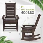 GREENVINES Outdoor Rocking Chair Set | 3-Piece | Dark Brown Wood Grain | 2 Rocking Chairs with 1 Side Table | Porch Rocker | HDPE Plastic | Patio Furniture Sets - Image 3