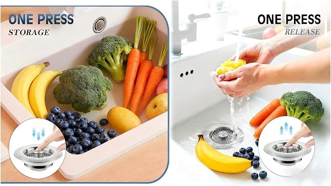 1Count 3-in-1 Kitchen Sink Drain Strainer & Stopper - Image 7