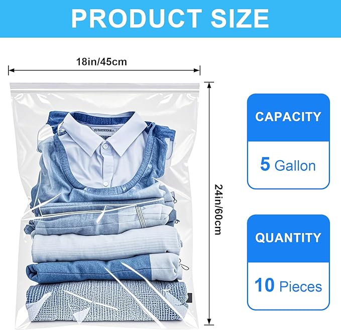 Large 5 Gallon Plastic Storage Bags - Image 2