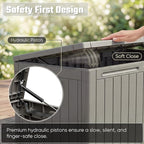 Greesum 110 Gallon Outdoor Storage Box with Lockable Lid, All-Weather Solution for Patio Furniture, Pool Supplies & Garden Tools, Waterproof, UV-Resistant Large Deck Box, Light Coffee - Image 4
