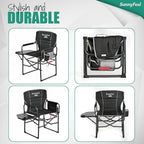 SUNNYFEEL Heated Camping Directors Chair, Heavy Duty,Oversized Outdoor Portable Heating Folding Chair with Side Table, Pocket for Beach, Fishing,Trip,Picnic,Lawn,Concert Foldable Camp Chairs - Image 7