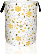 Bee Honey Flower Laundry Basket, Waterproof Foldable Laundry Hamper, Dirty by UIUPRO