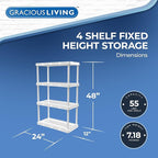 Gracious Living 4 Shelf Knect-A-Shelf Ventilated Light Duty Storage Home Organizer with Adjustable Shelves for Garage, Basement, and Laundry, White - Image 3