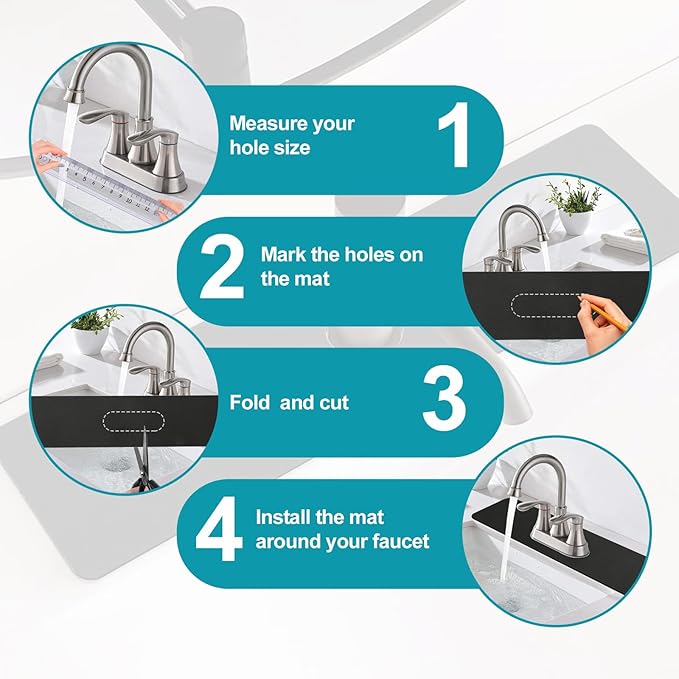 2PCS Customizable Faucet Mat for Kitchen Sink: 30"L x 5.5"W Quick Drying - Image 3