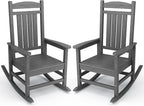 KINGYES HDPE Patio Rocking Chair Set of 2, Outdoor Rocking Chairs Porch Rocker for Adults, Grey by KINGYES