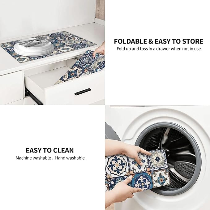 2Pcs Dish Drying Mats Faucet Mats Sets Large Size Coffee Mats Sink Faucet Mat - Image 8