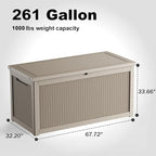 261 Gallon Outdoor Deck Box, Lockable Waterproof Outdoor Storage Boxes For Garden Tools,Indoor Cushions,Accessories Outside Storage Resin Weatherproof Container(Grey) - Image 3