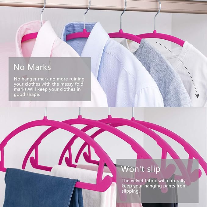 MIZGI Premium Velvet Hangers 50 Pack Heavyduty- Non Slip No Shoulder Bump Suit - Image 5