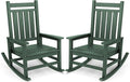 SERWALL Oversized Outdoor Rocking Chair Set of 2, HDPE Rocker for Adults, Patio Rocking Chairs for Porch, Green by SERWALL