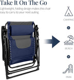 Best Choice Products Oversized Padded Zero Gravity Chair, Folding Outdoor Patio Recliner, XL Anti Gravity Lounger for Backyard w/Headrest, Cup Holder, Side Tray, Polyester Mesh - Navy/Gray - Image 6