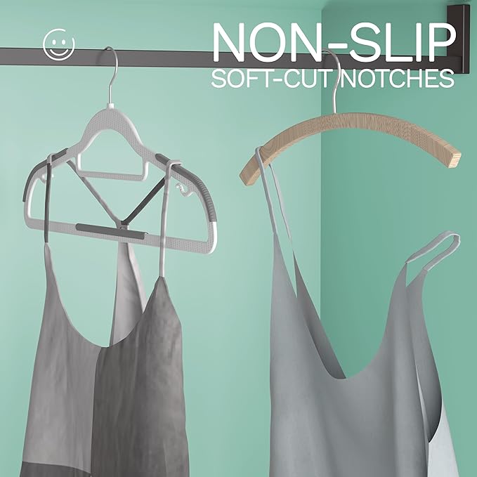 60 Pack Heavy Duty Plastic Hangers, Non Slip Clothes Hangers - Image 7