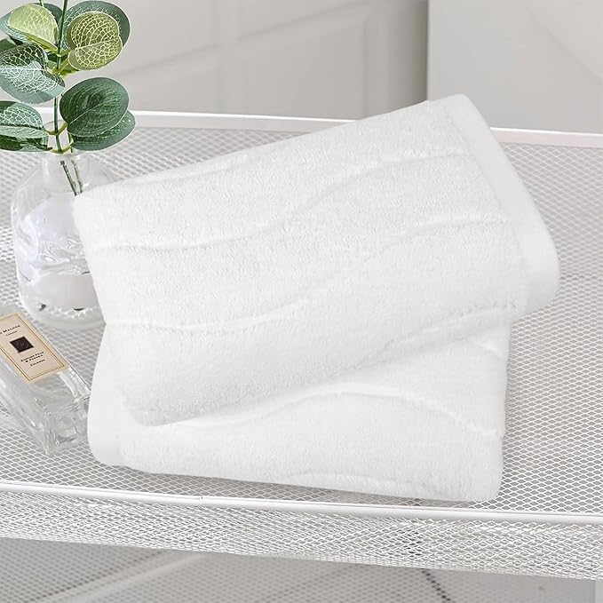 White Hand Towels for Bathroom Wavy Jacquard - Image 3