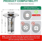 ​Bathroom Sink Drain Strainer, Pop-Up Sink Stopper Hair Catcher, Anti-Clog - Image 7