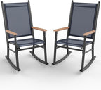 Shintenchi 2 Pcs Outdoor Rocking Chairs Set,Upgraded High Back Patio Rocking Chairs Set,Breathable Textilene Fabric Rocking Chair for Porch,Patio,Garden,Balcony,Dark Grey by Shintenchi