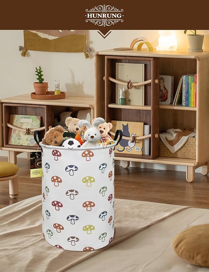 HUNRUNG Laundry Hamper, Large Canvas Fabric Lightweight Storage Basket Toy - Image 6