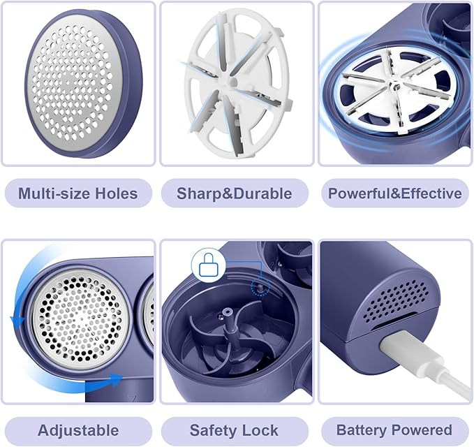 Fabric Shaver, Handzee Electric Lint Shaver, Dual Motor Sweater Shaver - Image 8