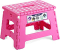 Delxo Folding Step Stool 9 inch Non-Slip Foldable Stools Up to 300 LBS Kids Step Stool with Handle Lightweight for Kitchen, Bathroom, Bedroom, Garden, Rose Pink, 1PC by Delxo