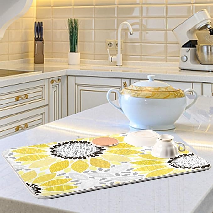 Super Absorbent Dish Drying Mat, Microfiber Fast-Drying Dish Mat, Kitchen Dish - Image 6