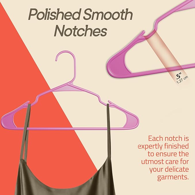 Pink Plastic Hangers 100 Pack– Heavy-Duty Plastic Hangers Slim and Space-Saving - Image 6