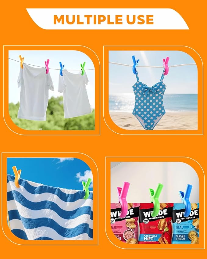 12 Pcs Beach Towel Clips for Beach Chairs, 3.7 Inch Clothes Pins for Cruise & - Image 3