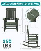 SEWALL HDPE Rocking Chair, Oversized Outdoor Rocking Chair for Adults, Patio Rocker for Porch, Avocado Green - Image 2