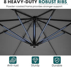 OLIXIS Offset Patio Umbrella, 9.7FT Cantilever Table Umbrellas for Outdoor Sun Shade UV Protection with Easy Tilt Adjustment, 8 Ribs for Backyard, Lawn, Garden, Pool - Grey - Image 4