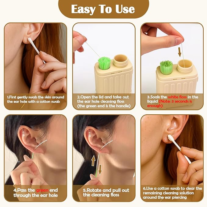 XANGNIER Ear Piercing Cleaner, Ear Piercing Cleaning Kit, Earring Hole Piercing - Image 5
