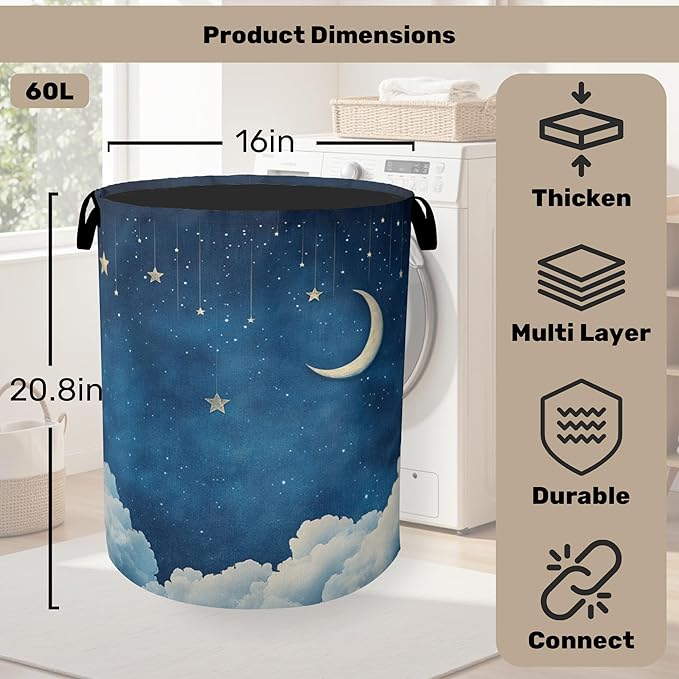 Starry Stars Moon Laundry Basket - Image 2