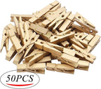 Jdesun 50 Pieces Photo Clips, Mini Gold Wooden Picture Paper Clip Clothespins - Image 2